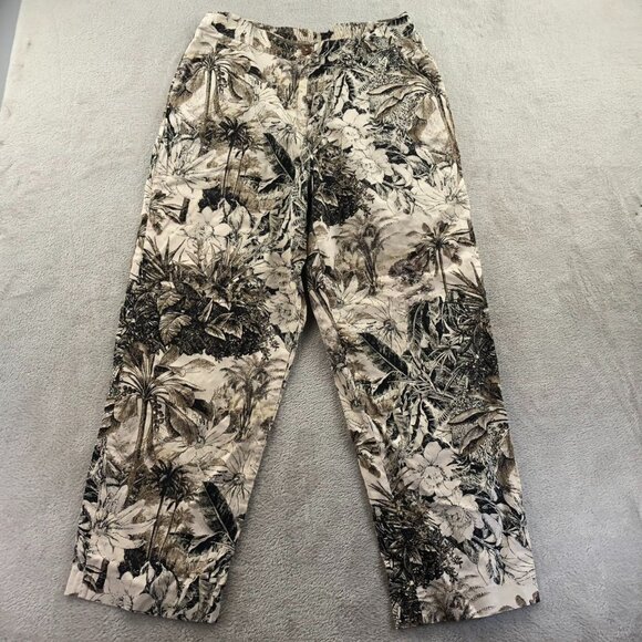 Onque Casuals Womens Pants Medium Straight Leg Brown Floral Relaxed Boho Travel - Picture 11 of 12